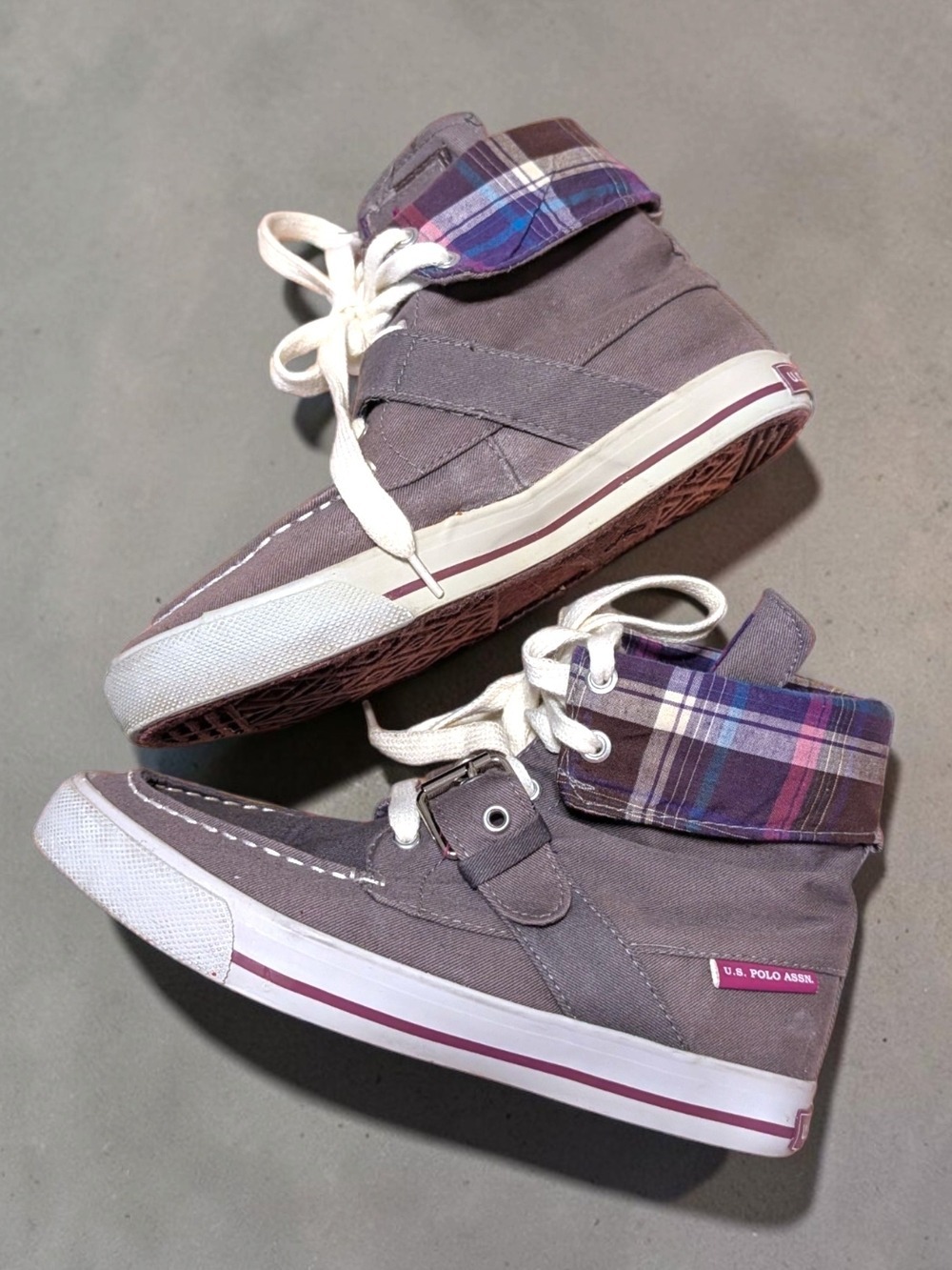U.S. Polo Assn. Purple High-Top Sneakers Plaid Trim